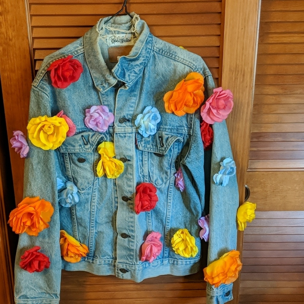 Rachel London Vintage Embroidered Rose Jean Jacket